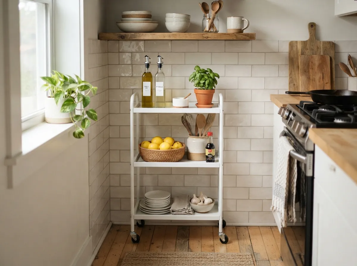 24. Place a Rolling Utility Cart in Bare Corners