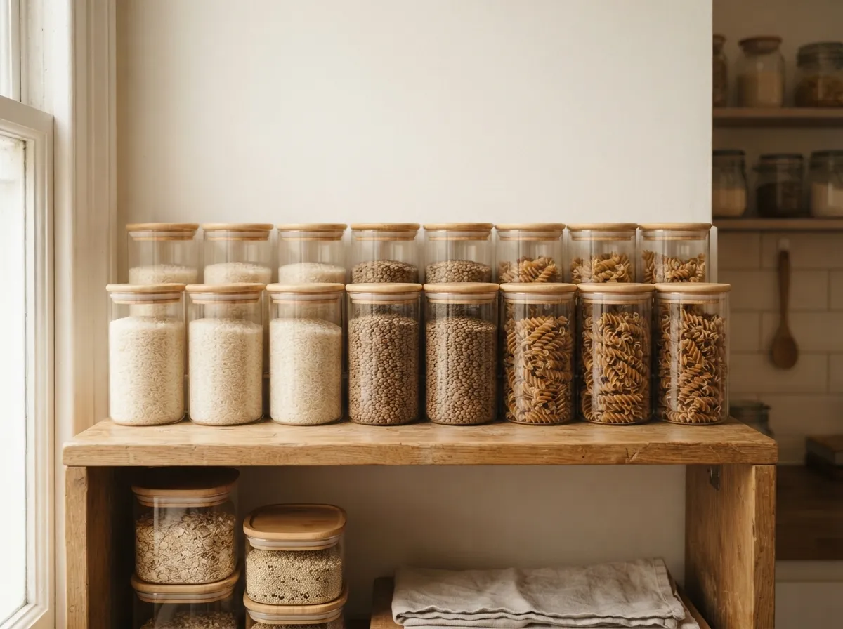 4. Choose Uniform Glass Jars for Dry Goods