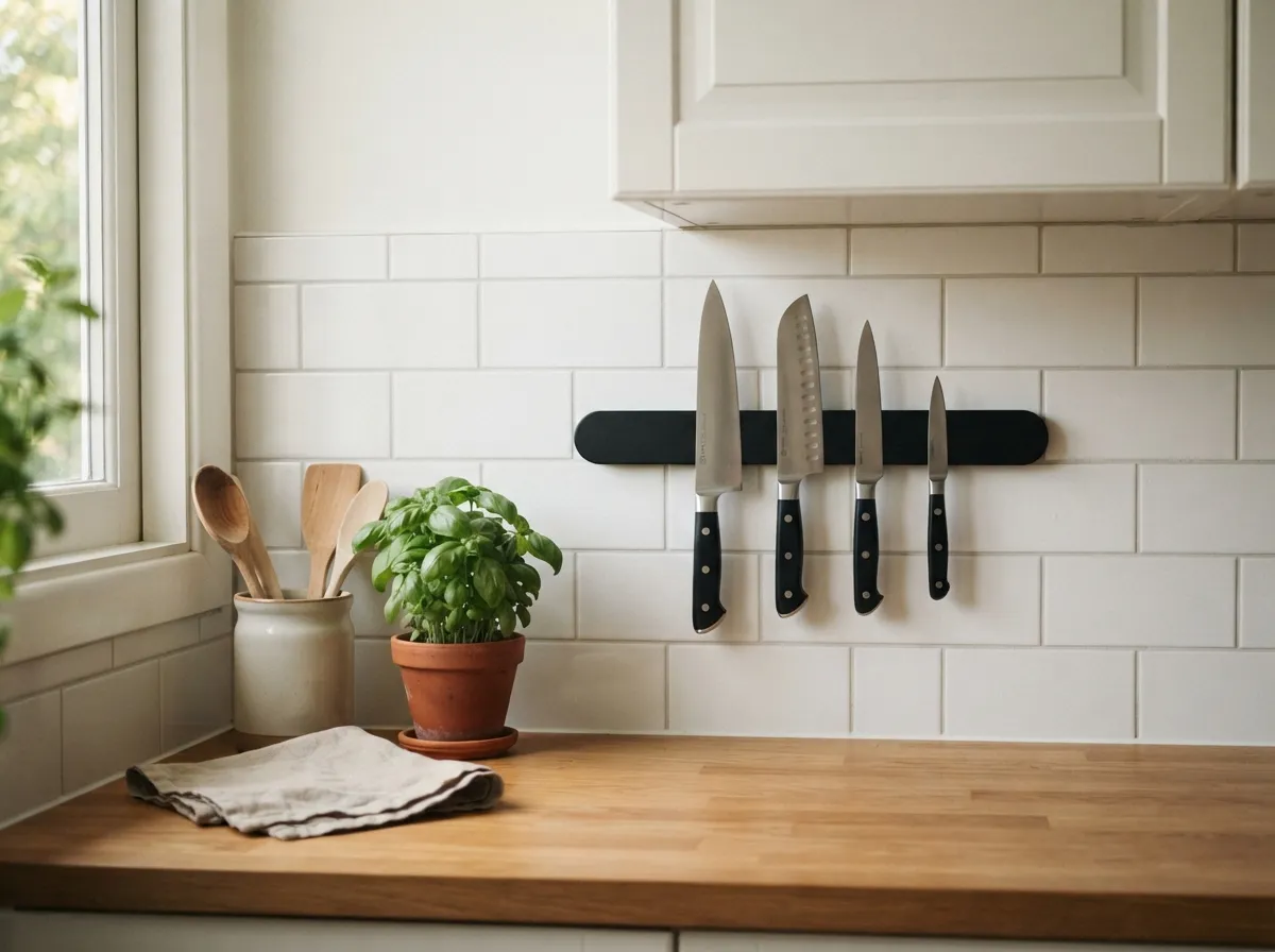 6. Use Magnetic Knife Strips on the Backsplash