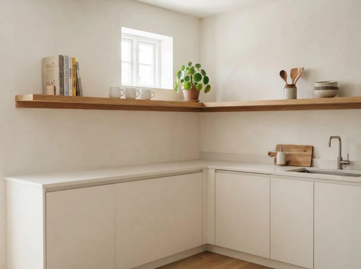 19. Select Open Shelving for Corner Spaces