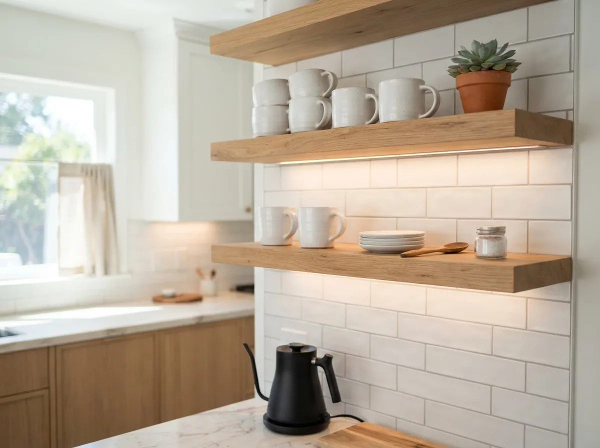 24. Anchor Shelves with a Tiled Backsplash