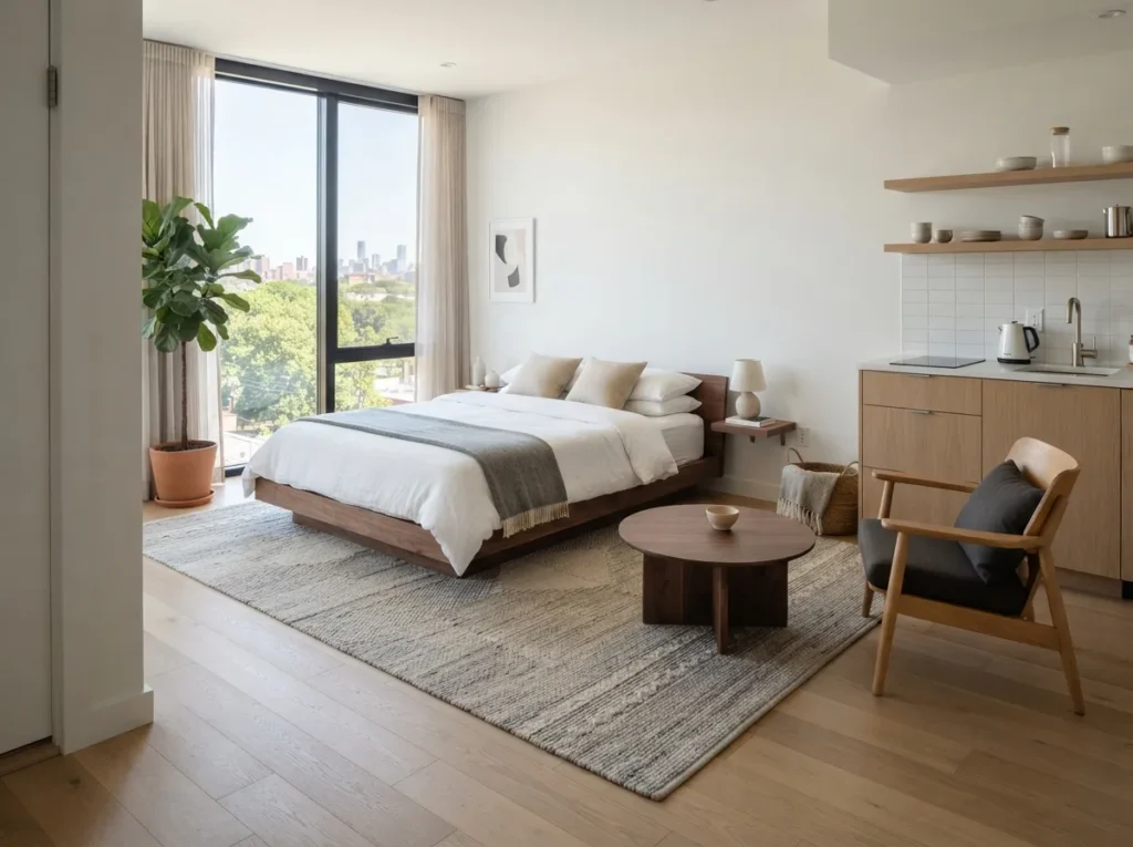 1. Define Zones Using Low-Profile Area Rugs