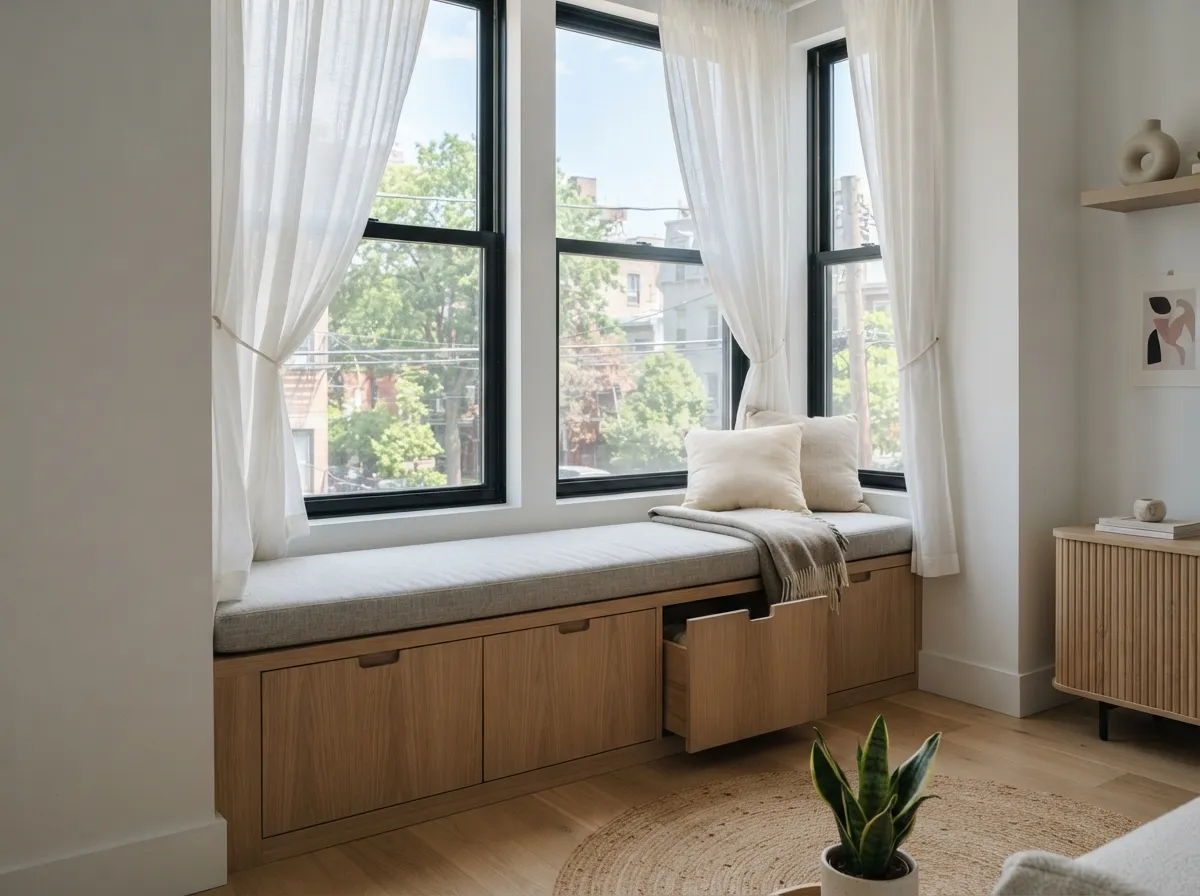17. Window Seat Benches with Hidden Storage