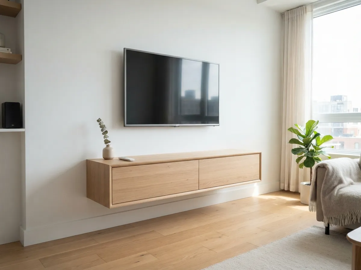 2. Floating Media Consoles to Save Floor Space