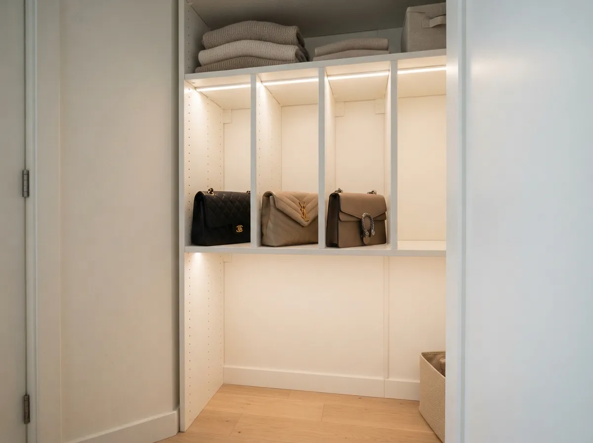 11. Closet with Vertical Divider Inserts for Handbags
