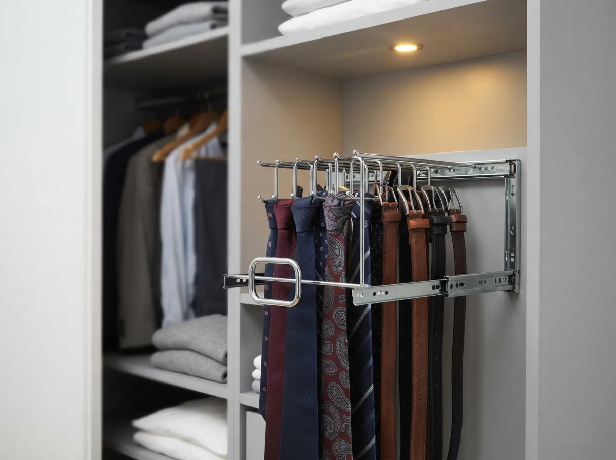 13. Closet with Pull-Out Tie and Belt Rack