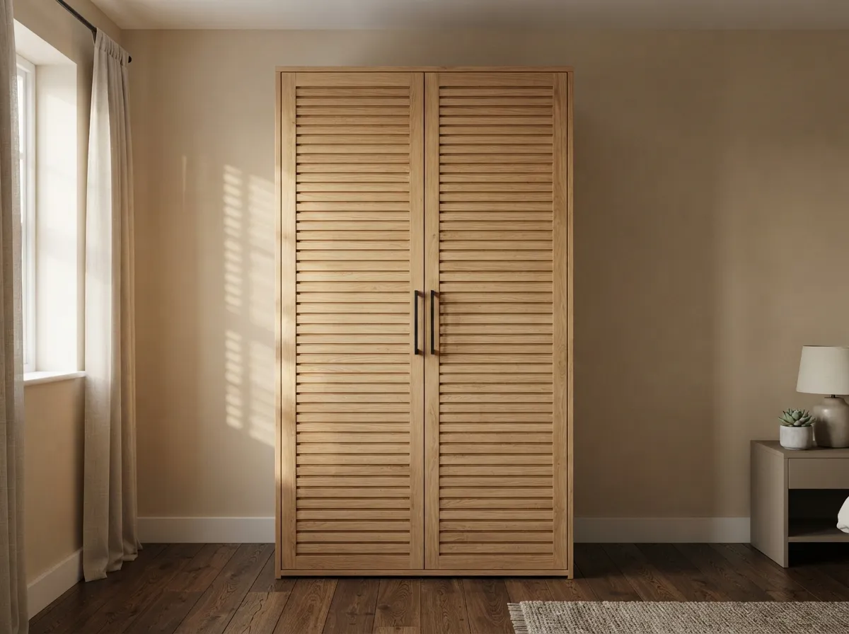 9. Freestanding Wardrobe with Slatted Doors