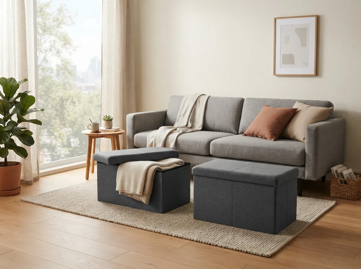 Using Storage Ottomans as Extra Seating and Footrests