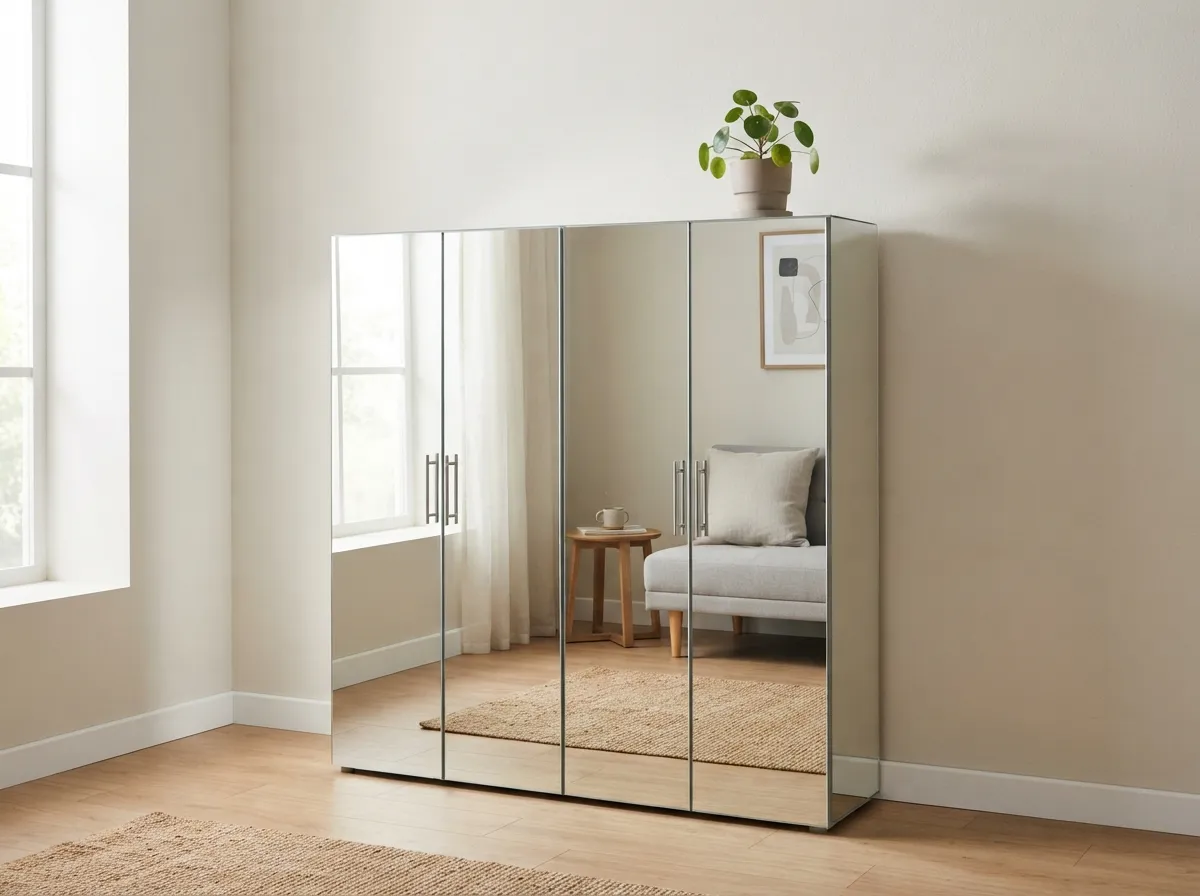 24. Mirrored Cabinets with Interior Storage