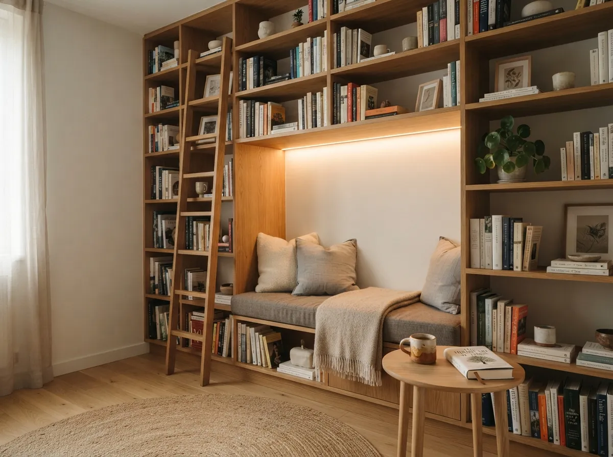 6. Bookshelves with Built-in Reading Nooks