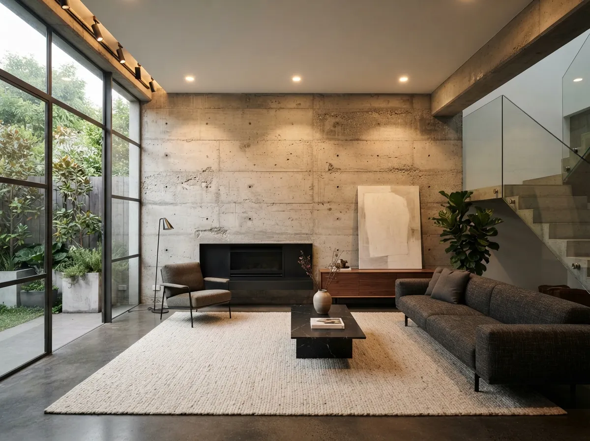 1. Exposed Concrete Accent Walls