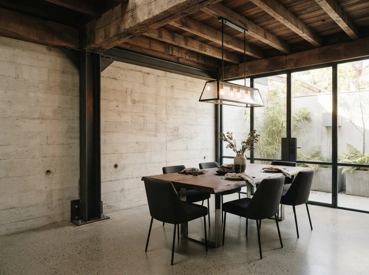 4. Heavy Timber and Steel Beam Accents