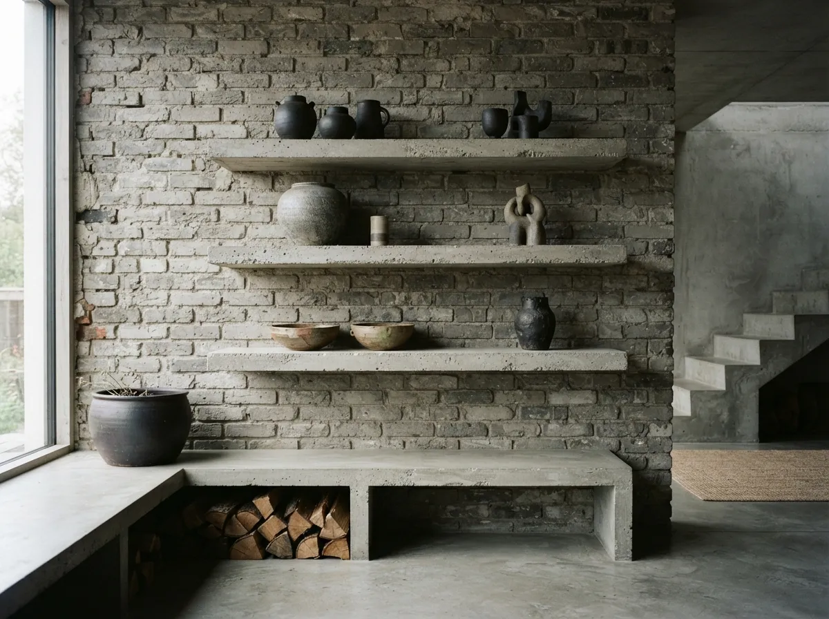 7. Built-in Concrete Shelving