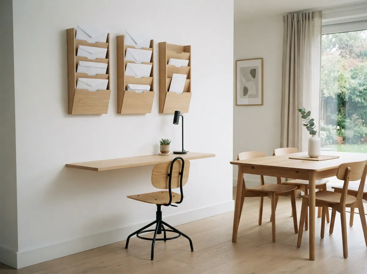 10. Utilize wall-mounted organizers for stationery and mail