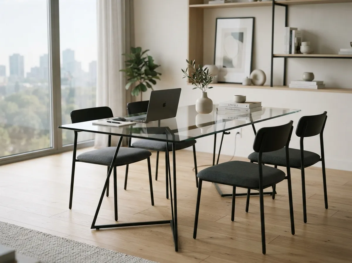 15. Choose a glass-top table for an airy, unobtrusive feel