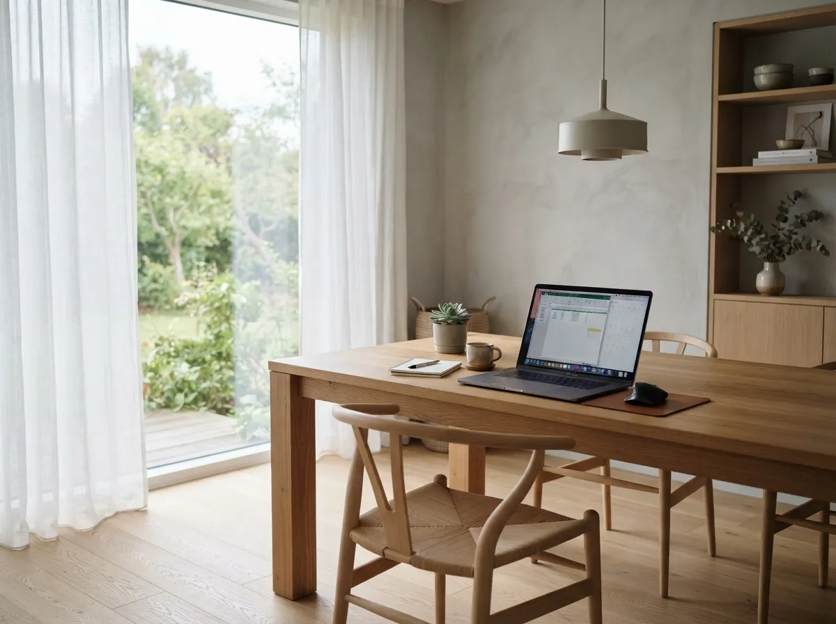 16. Hang linen curtains to diffuse harsh computer screen glare