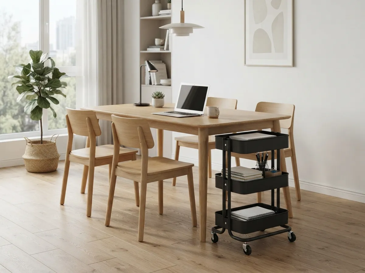 18. Use a rolling utility cart for portable office supplies