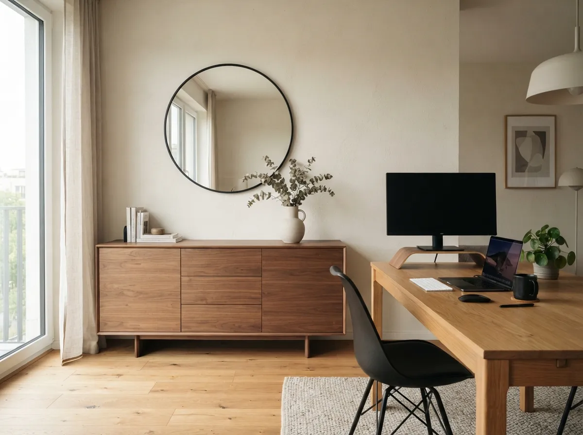 4. Use a sideboard to conceal laptops and paperwork