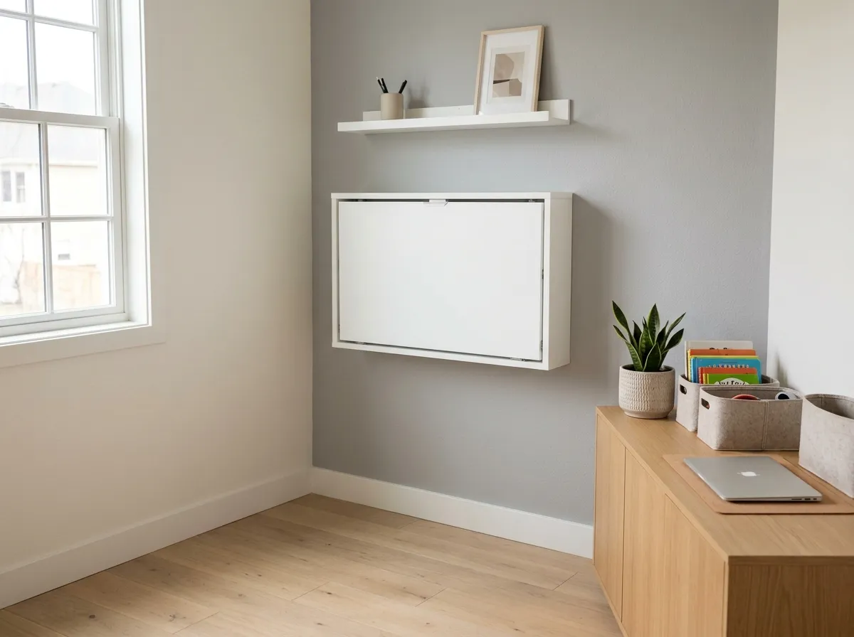 2. Wall-Mounted Drop-Down Desks for Small Rooms