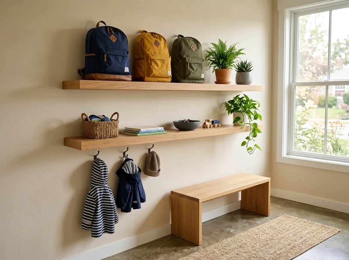 5. Floating Shelves for Backpacks