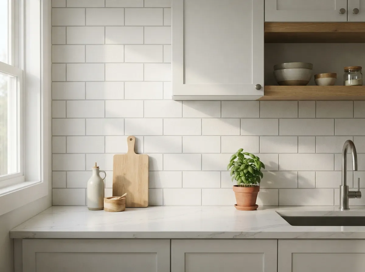 1. Matte finish white subway tiles