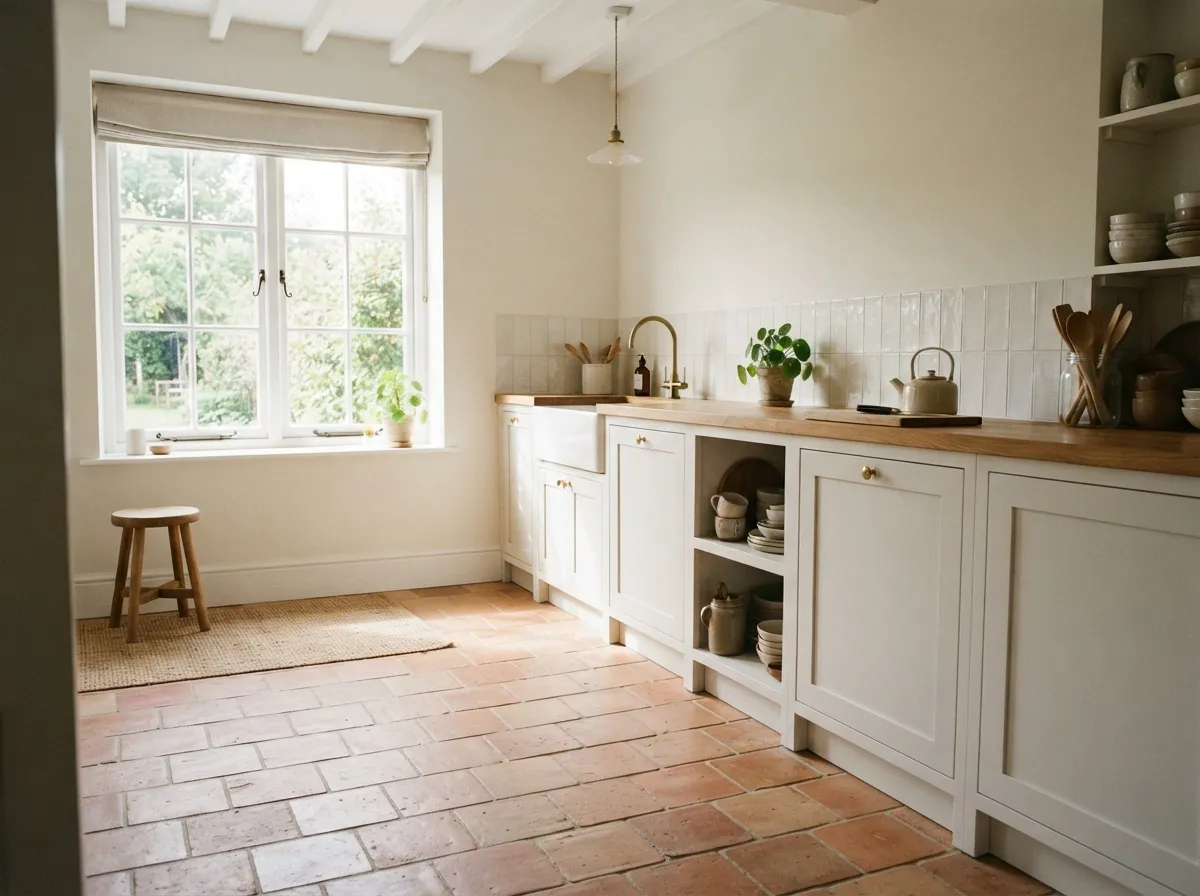 12. Terracotta tiles with a matte sealer