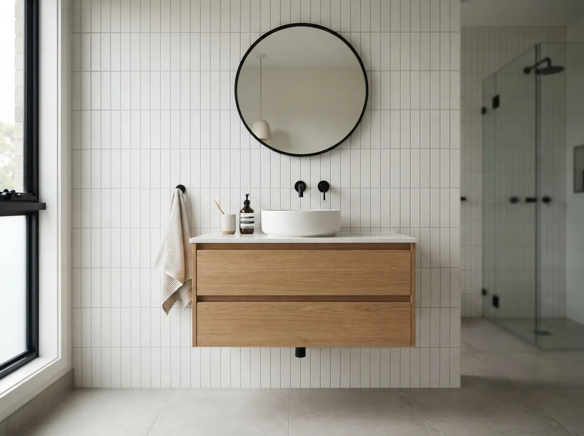 14. Vertical stacked narrow finger tiles
