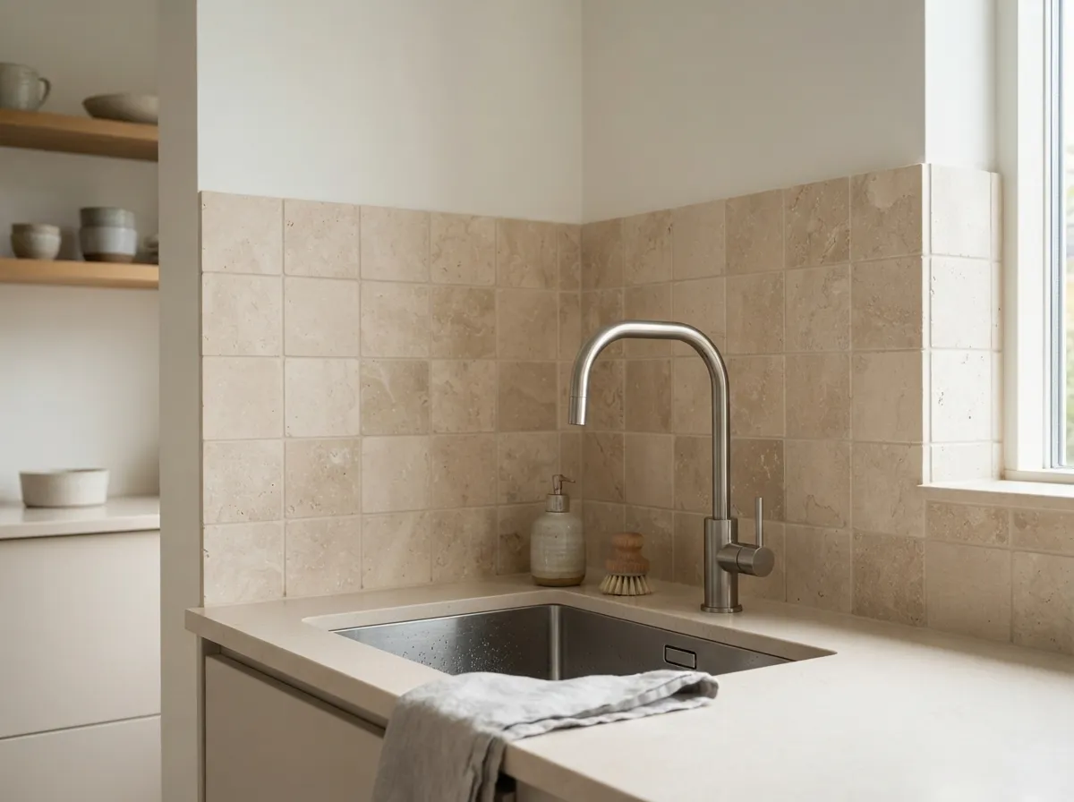 15. Honed travertine tiles for backsplashes