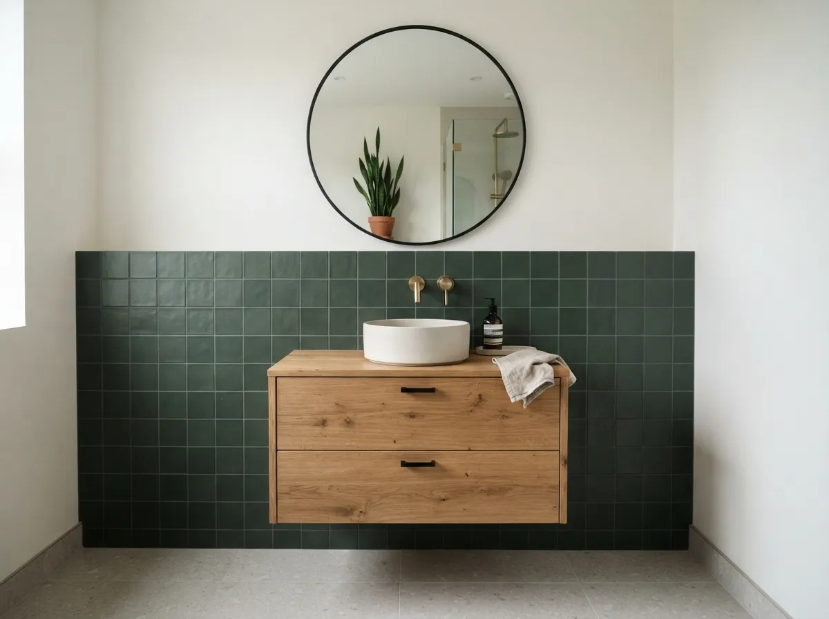 19. Minimalist dark green square tiles