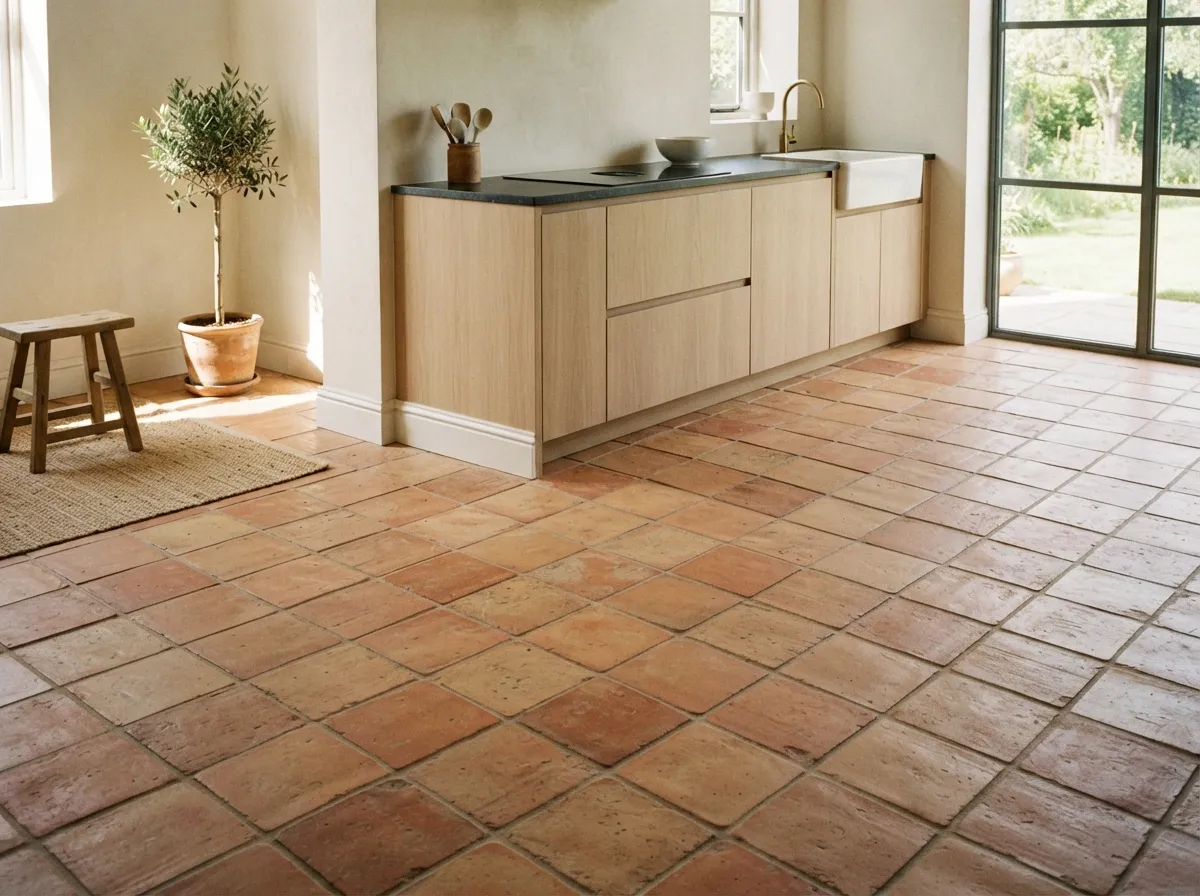 20. Unglazed clay quarry floor tiles
