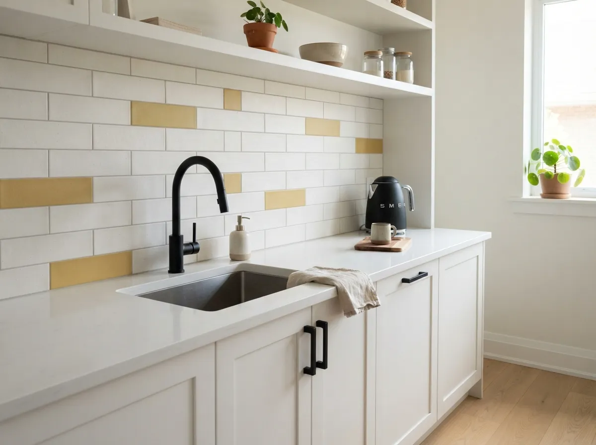22. Muted mustard yellow accent tiles