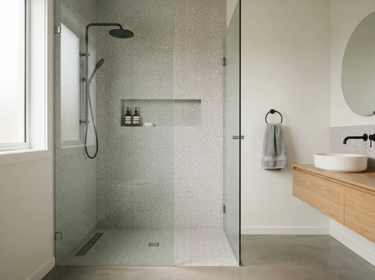 4. Soft gray terrazzo with fine chips