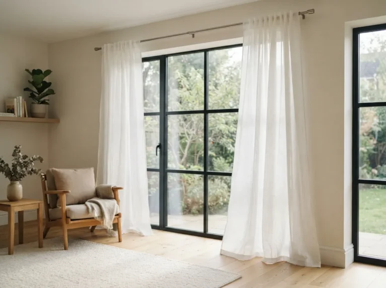 1. Sheer white linen curtains for diffused light