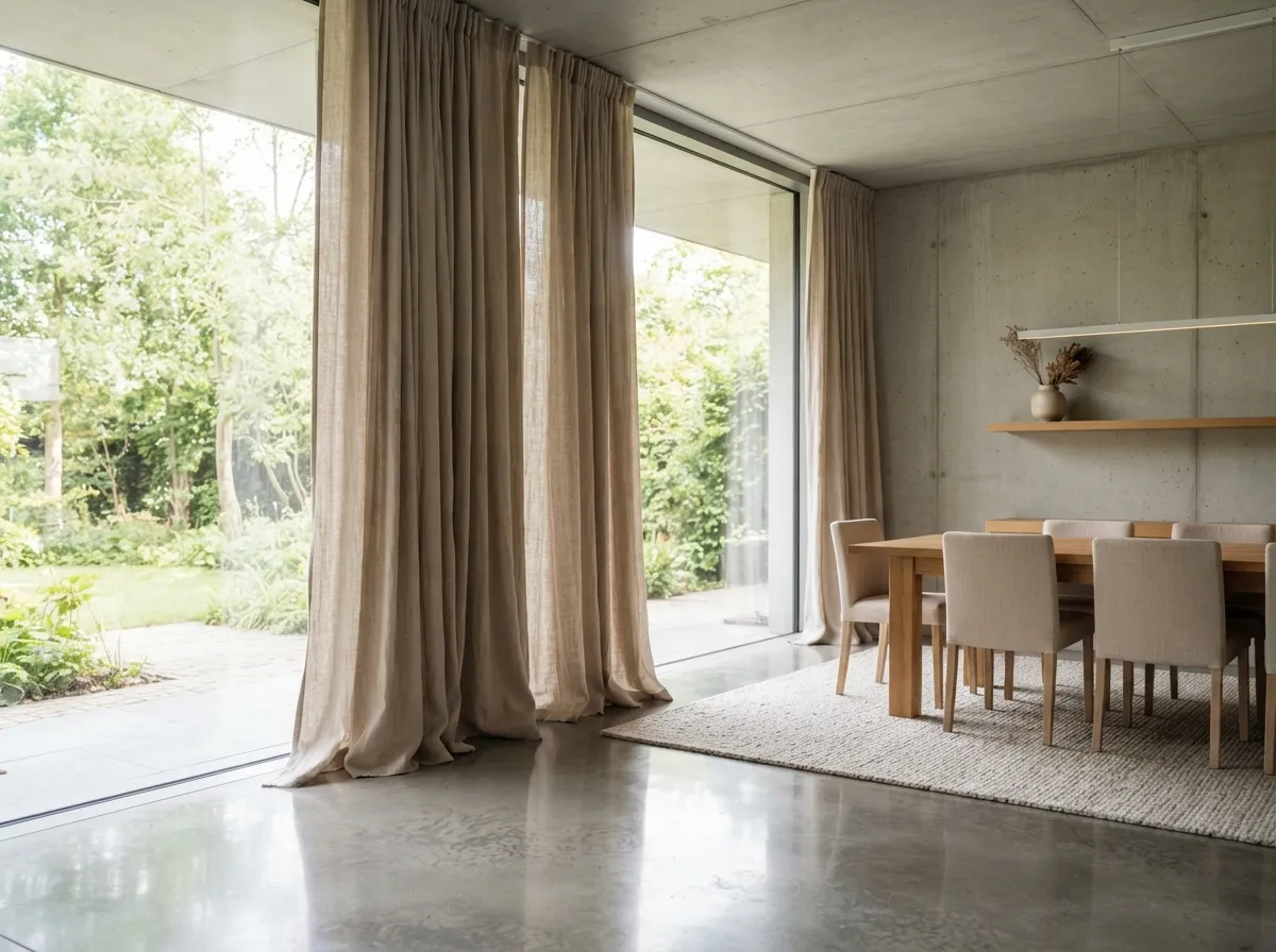 13. Floor-to-ceiling neutral drapes for height