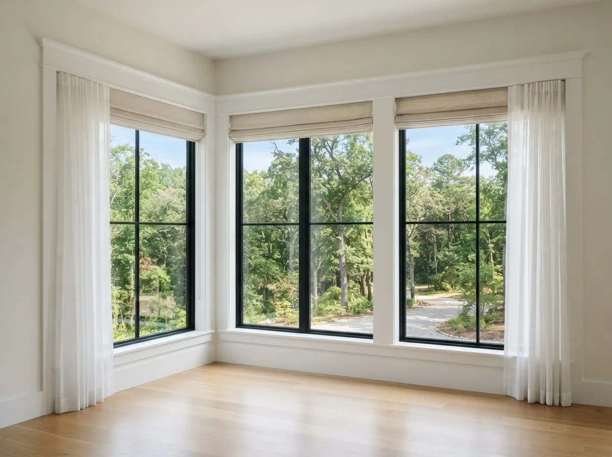 21. Bare windows with architectural trim framing