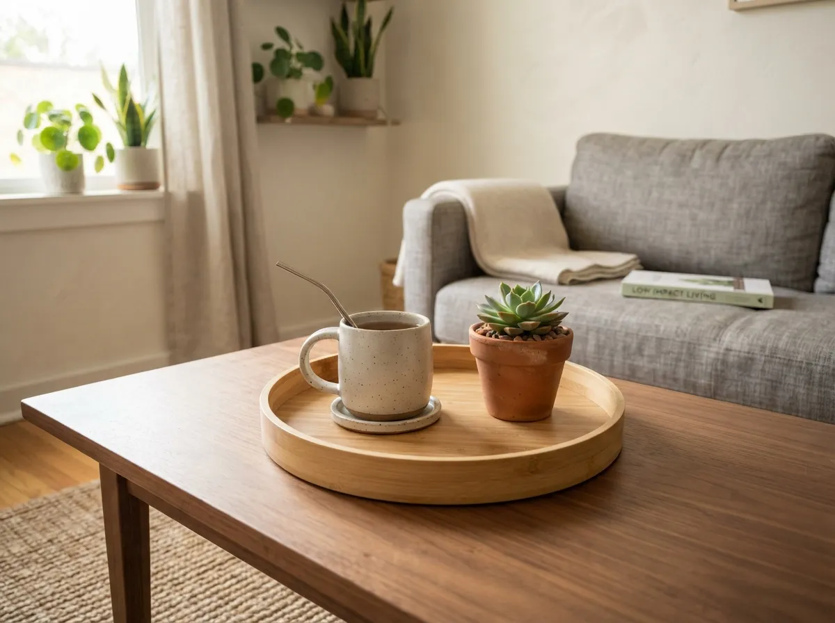 19. Place Bamboo Trays on Coffee Tables